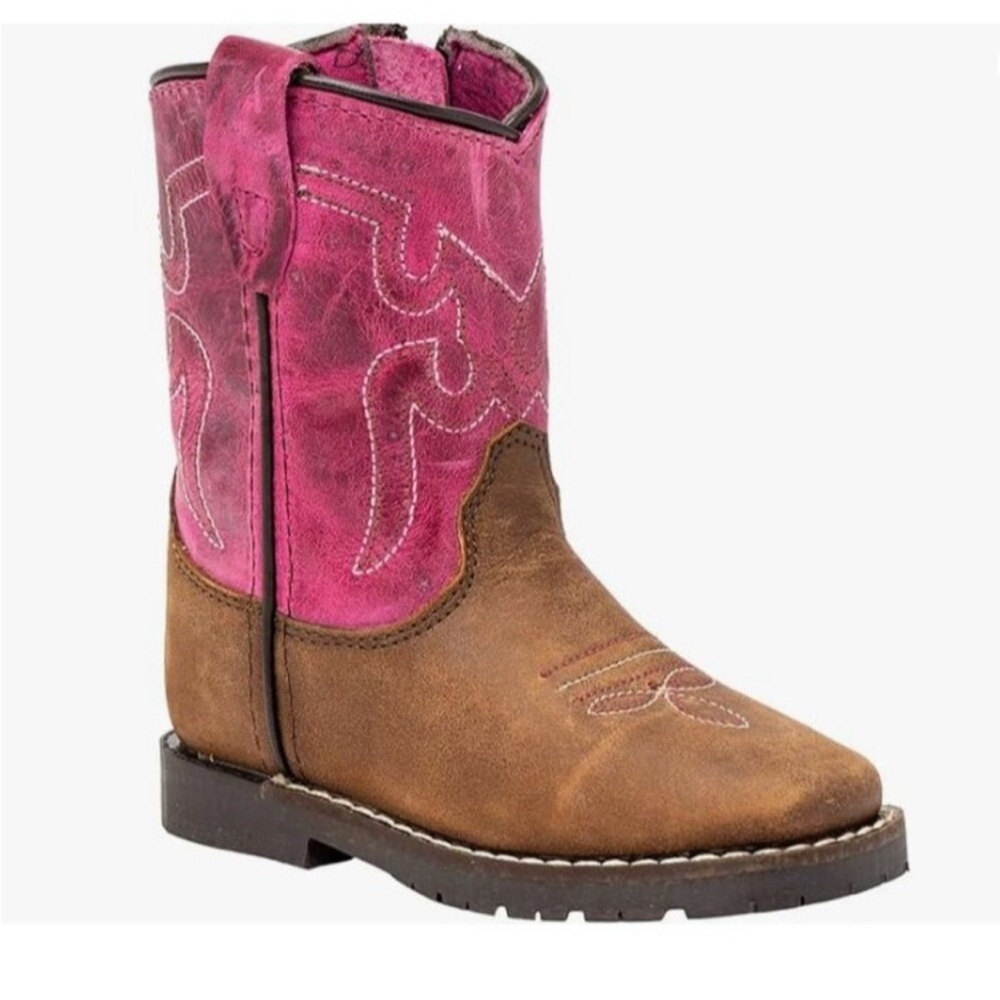 Shyanne girls cowboy boots toddler 7 brown pink vintage look